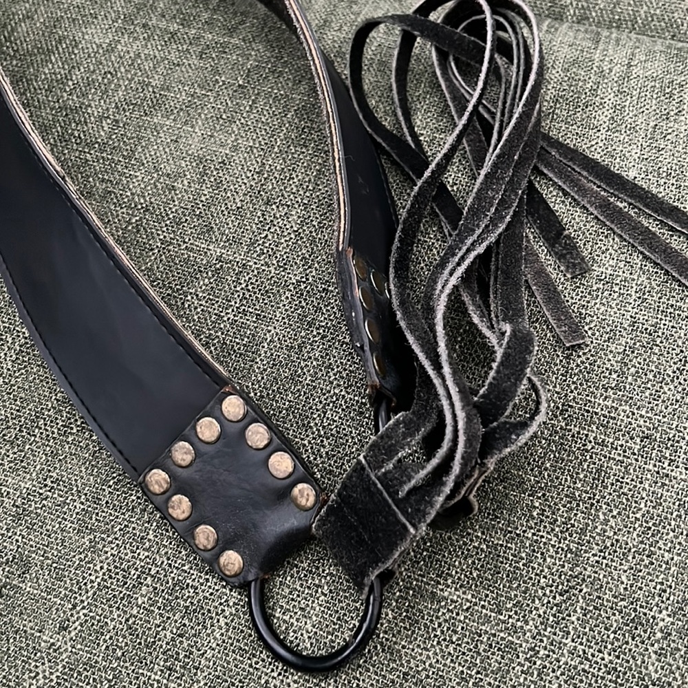 Y2K Vintage Leather Fringe Tie Belt
